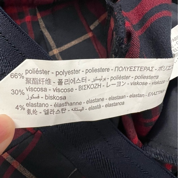 Zara Tartan Plaid Skinny Ankle Pant, red plaid size small - Picture 6 of 6